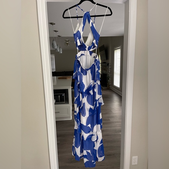 EXPRESS - Blue & White Ruffle Maxi Dress - Picture 2 of 2